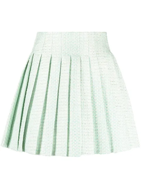 Self-Portrait tweed pleated mini skirt Blue RS24117SKBLUE