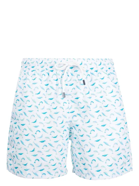 Fedeli Madeira dolphin-print swim shorts White 7UE00318C10092