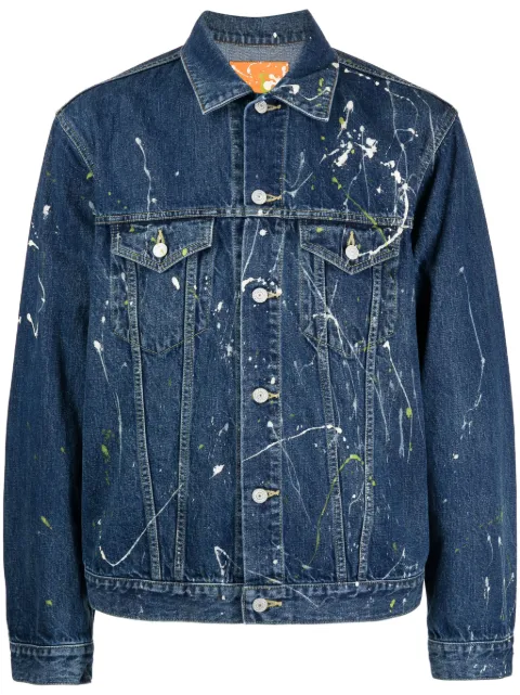 Yohji Yamamoto paint-splatter denim jacket Blue HJY97027