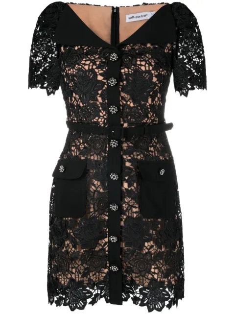 Self-Portrait guipure lace minidress Black RS24126SB