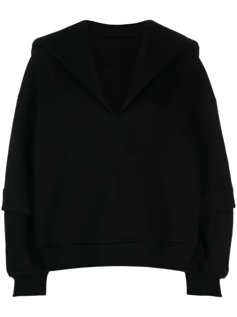 Ioana Ciolacu sailor-collar V-neck top Black ID24SW03