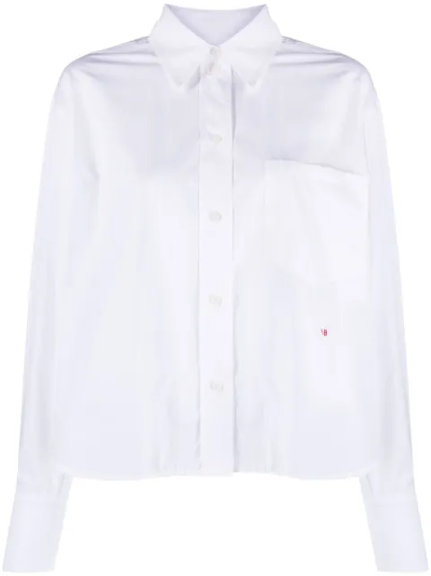 Victoria Beckham logo-embroidered poplin shirt White 1124WSH005238A
