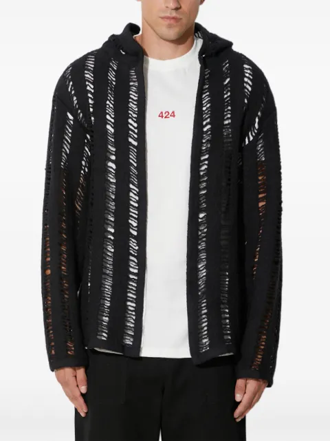 424 open-knit hoodie Black 35424M401236504