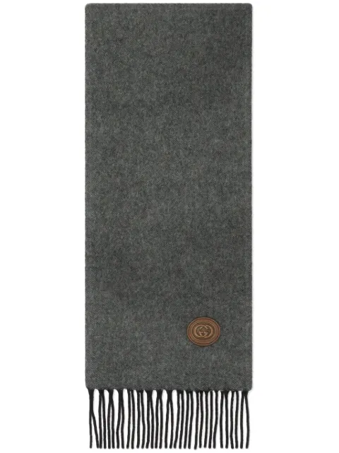 Gucci Interlocking G-patch cashmere scarf Grey 7643884GABX