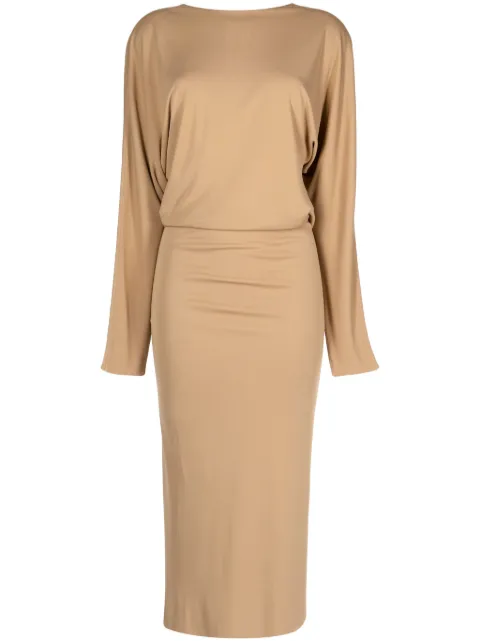 KHAITE The Trina open-back midi dress Brown 5379480