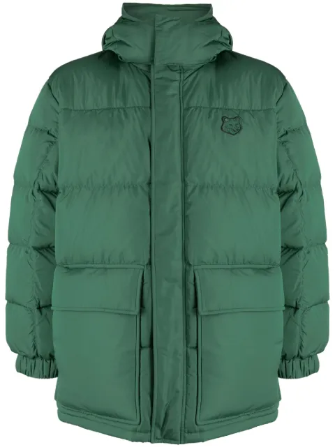 Maison Kitsuné Fox-patch hooded padded coat Green LM02204WQ4016P399