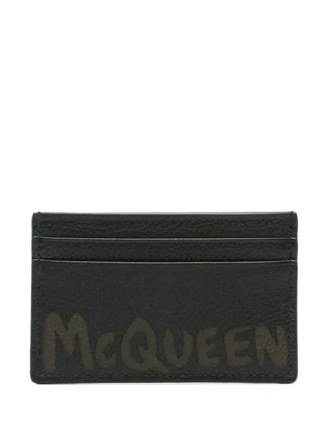 Alexander McQueen Graffiti pebbled-leather cardholder Black 7362301AAQ5