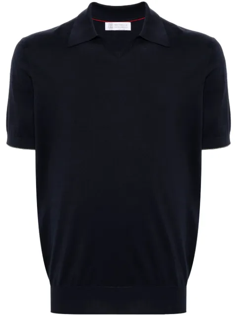 Brunello Cucinelli short-sleeve cotton polo shirt Blue M29800145CW425