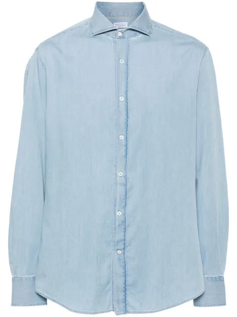 Brunello Cucinelli spread-collar cotton shirt Blue MR6831718C008