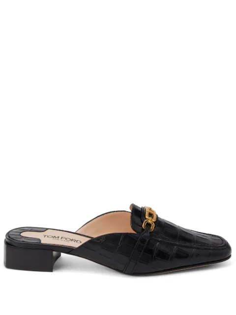 TOM FORD Whitney crocodile-embossed leather mules Black W3354LGO047X