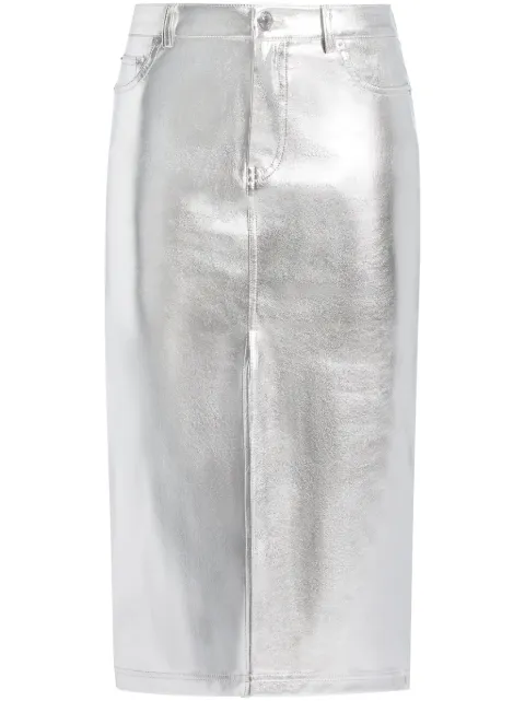 STAUD Oaklyn metallic-effect midi skirt Silver 6424195