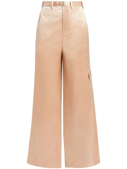 STAUD belted satin-finish palazzo pants Neutrals 5636333