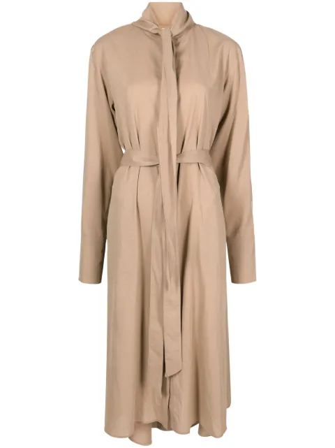 Peter Do belted-waist button-down dress Neutrals PDSS23345VI030KHAKI