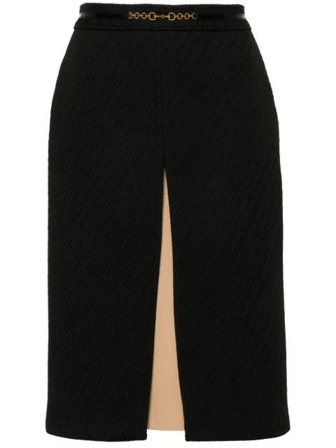 Gucci horsebit-chain striped skirt Black 771289Z8BQP