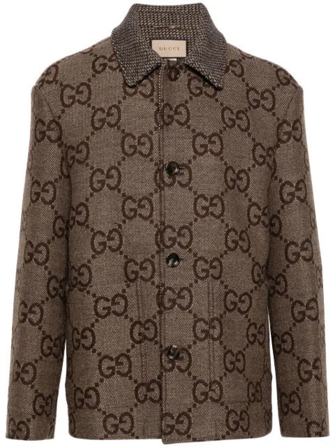 Gucci Maxi GG-jacquard wool jacket Brown 770760ZAOEH