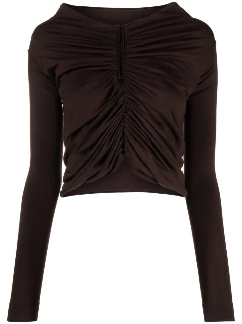 Dolce & Gabbana gathered-detail virgin-wool jersey Brown F779NTFUGRH