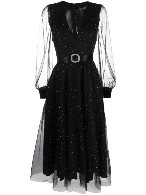 NISSA crystal-embellished tulle dress Black RS14491