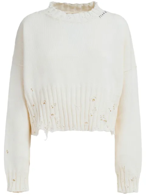 Marni cropped distressed jumper White GCMD0276A1UFC652