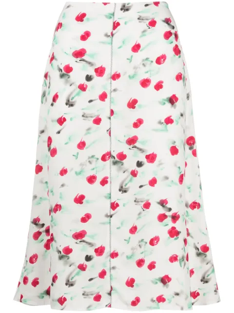 Marni floral-print midi skirt White GOMA0580A0UTVA12