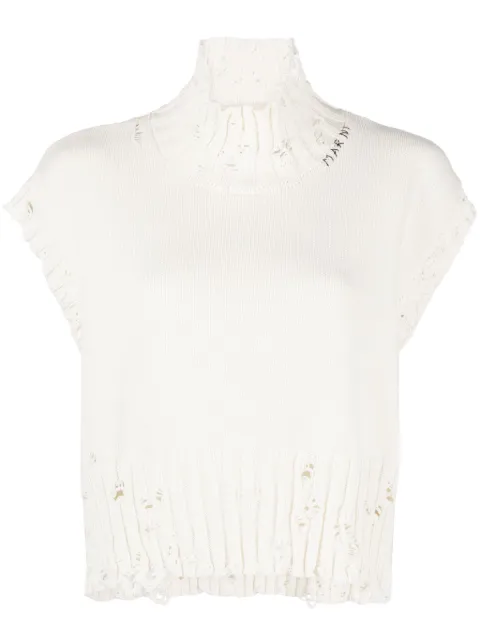 Marni cropped distressed jumper White DVMD0140A0UFC652