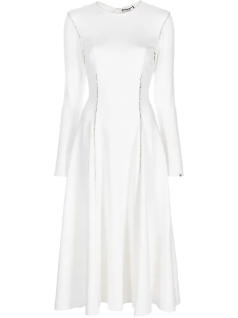 NISSA rhinestone embellished viscose dress White RS14520