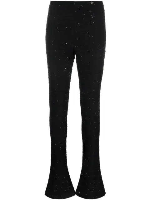 NISSA crystal-embellished flared trousers Black PS14515
