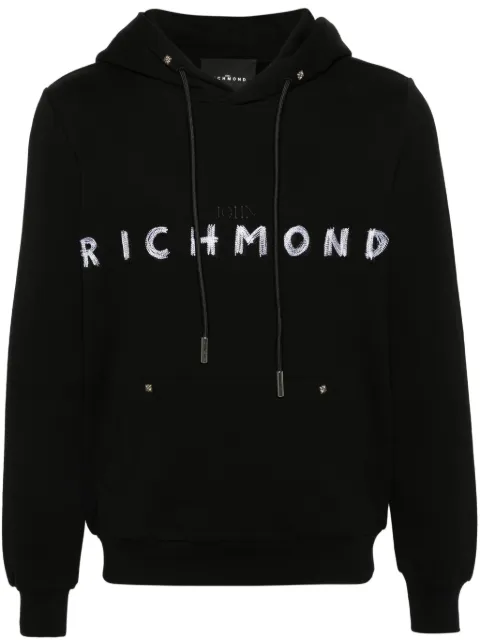 John Richmond logo-embroidered hoodie Black RMP24015FE