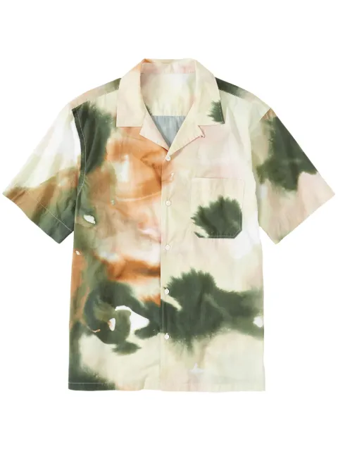 Closed abstract-pattern short-sleeve cotton shirt Green C8409924HPR