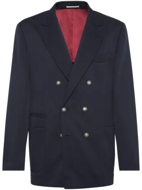 Brunello Cucinelli double-breasted silk blazer Blue MB4127BBDDC1021