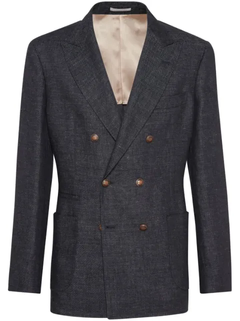 Brunello Cucinelli double-breasted linen blazer Black MS4987BBDFC2301