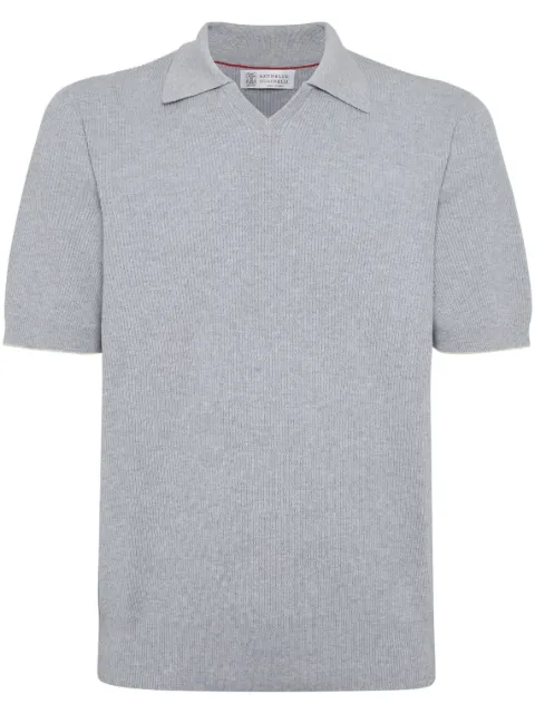 Brunello Cucinelli cotton English rib knit polo Grey M29400015CY162