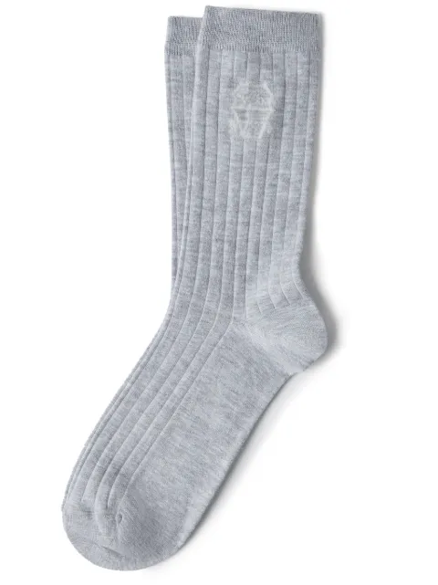 Brunello Cucinelli intarsia-logo knitted socks Grey MCS93561CI807