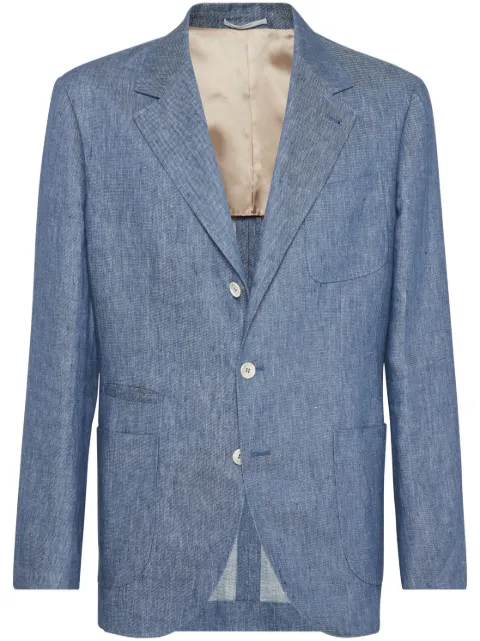 Brunello Cucinelli single-breasted linen blazer Blue MS4987BNDC8961
