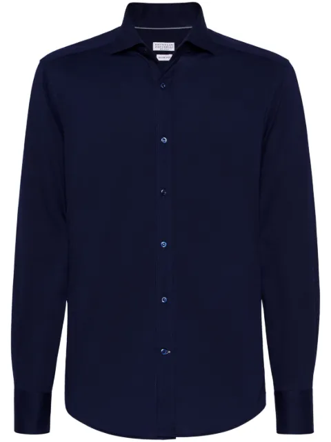 Brunello Cucinelli spread-collar cotton shirt Blue MH8766686C9670
