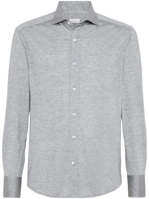 Brunello Cucinelli silk-cotton button-up shirt Grey MD8216686C571