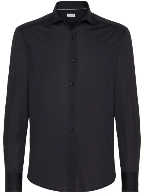 Brunello Cucinelli silk-cotton jersey shirt Blue MD8216686C101