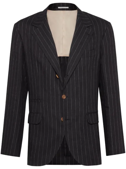 Brunello Cucinelli chalk-stripe linen blazer Black MB4017BTDC002