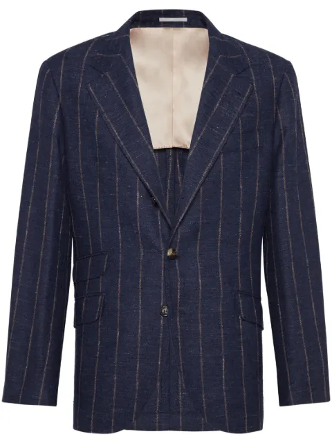 Brunello Cucinelli striped single-breasted blazer Blue MG4927BWDC036