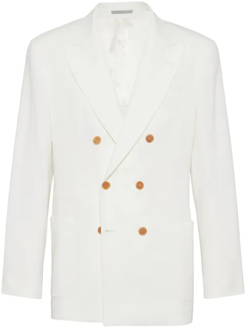 Brunello Cucinelli double-breasted linen blazer White MW4317BBDC802