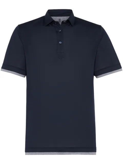 Brunello Cucinelli layered-effect polo shirt Blue MD8213966CW893