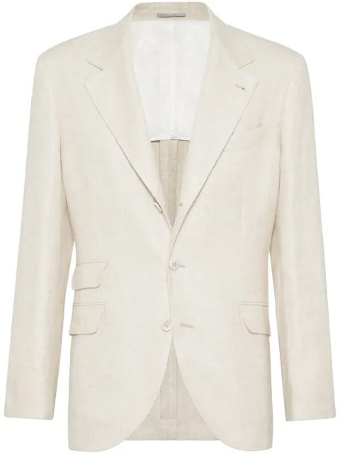 Brunello Cucinelli single-breasted twill blazer Neutrals MW4827BWDC001