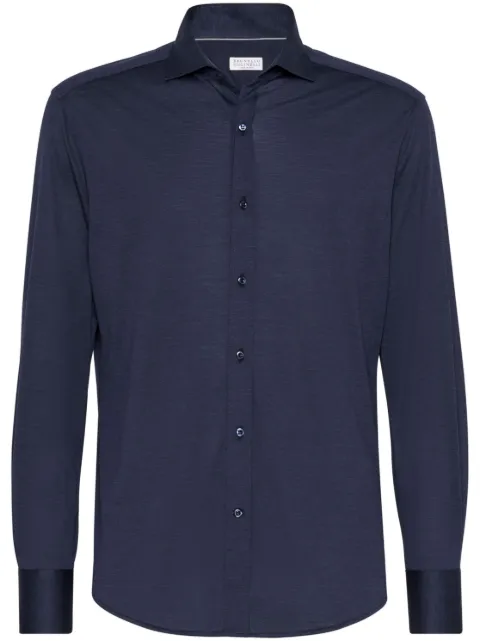 Brunello Cucinelli silk-cotton jersey shirt Blue MD8216686C6134