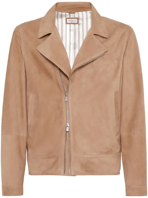Brunello Cucinelli suede biker jacket Brown M0PCL1999CFP05