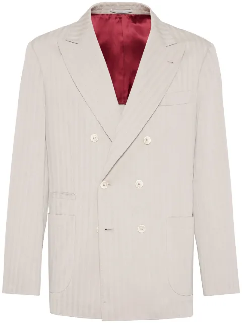 Brunello Cucinelli striped double-breasted blazer Neutrals MS4667BBDC050