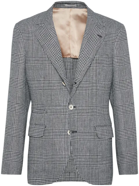 Brunello Cucinelli puppytooth linen blazer Black MS4857BTDC2131