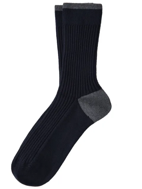 Brunello Cucinelli contrast-trim cotton socks Blue MCS93511CS413