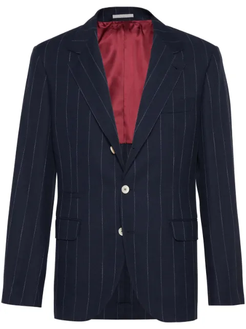 Brunello Cucinelli pinstripe single-breasted blazer Blue MS4847BTCC002