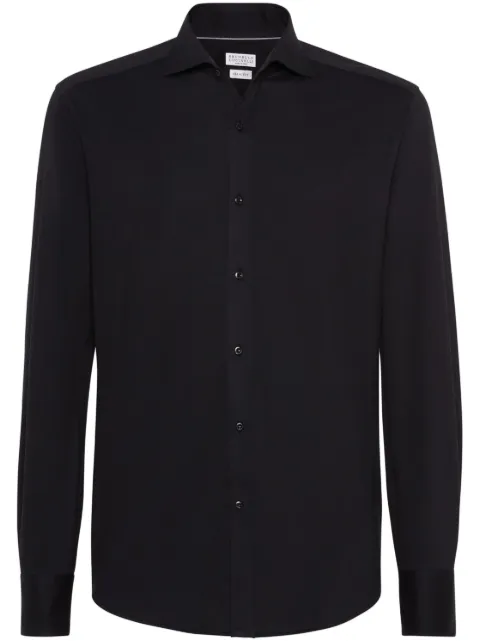 Brunello Cucinelli spread-collar cotton shirt Black MH8766686C101
