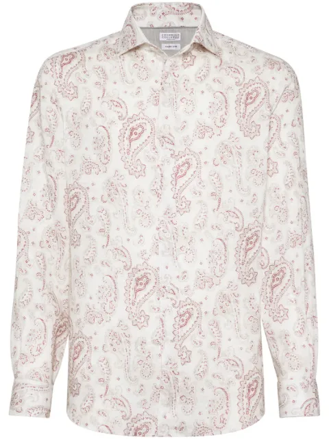 Brunello Cucinelli paisley-print linen shirt Neutrals MM6540627C008