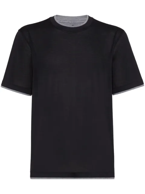 Brunello Cucinelli silk and cotton jersey crew neck T-shirt with faux-layering Black MD8217427CCB75